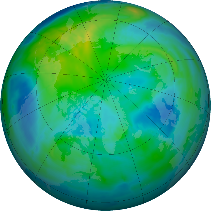 Arctic ozone map for 22 October 2013